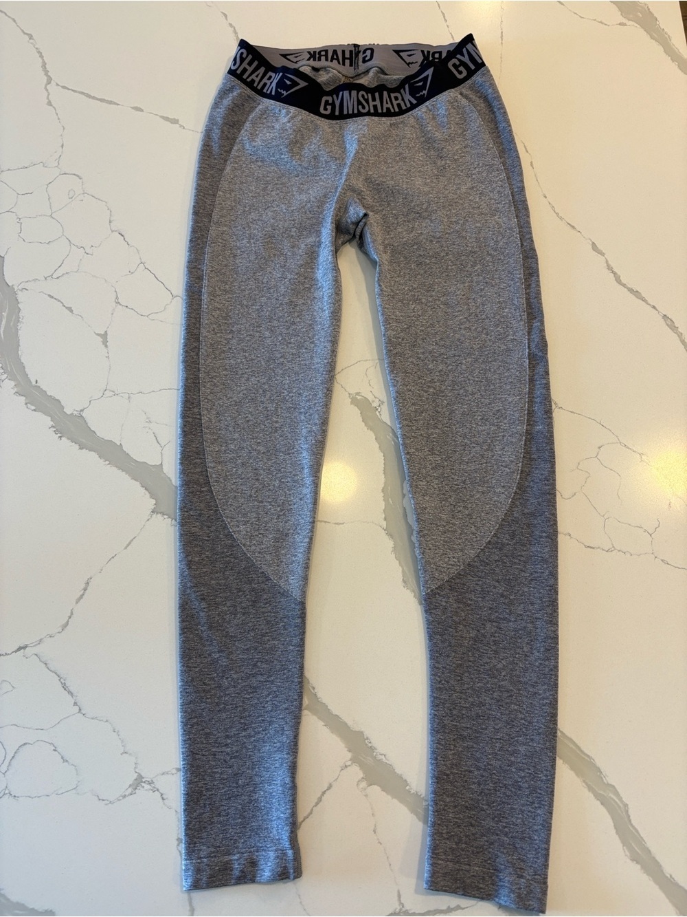 Gymshark Seamless High-Waist Leggings ~ Medium ~ Grey with Deep Purple Logo Band